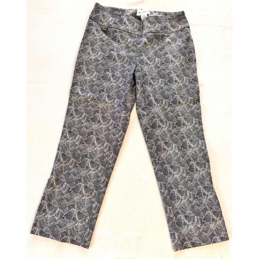 Peck & Peck Women's Weekend Cropped Sport Pants Sz 4 Blue‎ White Tummy Control